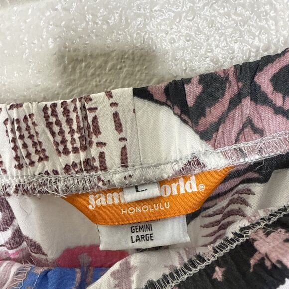 Jams World Size L Cropped Pants Patchwork Multicolored Pull On Elastic Waist - Picture 4 of 12